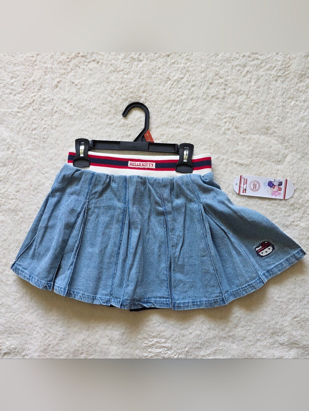 New Hello Kitty Sanrio Girls Cotton Denim Skort, summer / back to school, Size M - Picture 3 of 8